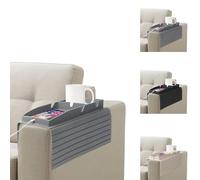 Generic Couch Arm Rest Tray, 1PC Grey Sofa Arm Tray with Cup Holder, Silicone Sofa Armrest Tray Table for Phone, TV Remote Control, Mug, Snacks, Glasses (Grey)