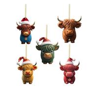 Generic Cow Christmas Ornaments, Acrylic Hanging Decorations, Christmas Tree Decorations, Cute Novelty Cow Pendant, Khaki, One Size