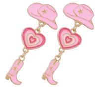 Generic Cowgirl Accessories Earrings for Women, Hat, Love Heart and Boots Dangle Drop Earrings in Alloy Enamel, Easy to Wear for Party Wear