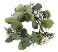 Generic Creative Green Silk Flower Candle Wreath Ring for Christmas and Dinner Party Decoration, Artistic Pillar Candle Garland Leaf Design, Holiday Home Accent