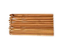 Generic Crochet Hooks Carbonized Bamboo Ergonomic Handle 12pcs Knitting Needles Set for Making
