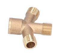 Generic Cross Hose Splitter Brass 4-Way Connector for Agricultural Spraying, Durable Material for Farmers, 1.8"x2.1", G1/4 Thread Size, Fit for Sprinkling