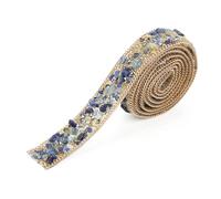 Generic Crystal Beaded Rhinestone Trim Sparkling Iron On Patch for DIY Clothes Shoes Bags for Wedding Bride Dress #1 2cm Width (Blue+Gold Rice Beads+Gold Chain)