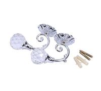 Generic Crystal Glass Metal Curtain Holdback Hooks Vintage Style Drapery Tieback Hangers for Home Decor 4Colors, Living Room Bedroom Office (Silver)