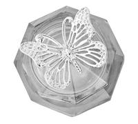 Generic Crystal Manicure Nail Dish with Metal Lid Multi-purpose Nail Liquid Holder Stylish and Modern Unique Shape Cup