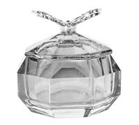 Generic Crystal Nail Cup with Metal Lid, Multi-purpose Manicure Liquid Holder, Stylish Unique Shape Acrylic Nail Dappen Dish, Prevents Water Splashing for Professional and Home Use