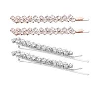 Generic Crystal Rhinestone Hair Pins 4pcs Small Metal Bobby Clips Sparkly Hair Barrettes for Women Wedding Party in Rose Gold and Silver