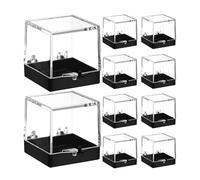 Generic Crystal Specimen Display Cases 10Pcs 3.5X3.5Cm Plastic Boxes for Small Collectibles, Jewelry Storage with Portable Size for-The-Go Mineral Display