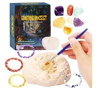 Generic Crystal Tone Dig Kit Excavate Simulation Digging Set with Hammer Chisel Brush for Kids for DIY Bracelet Making Geology Science Toys for Children over 6 Years Old (Colorful)
