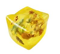 Generic Cube Squishy Squeeze Fidget, Squishies Stress Relief Slow Rising Cube, Contains Shells and Conches, Sensory Game for Adults for Birthday Party. Yellow