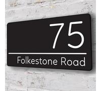 Generic Custom Acrylic House Number Sign - Mid-Century Modern Art Deco Style - Black or Gold Finish - Wall Mount - Address Plaque