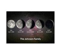 Generic Custom Family Moon Phase Poster - Moon Phase Canvas Wall Art Print, Personalized Mother's Day, Anniversary, and Family Housewarming Gift for Couple, Dad, Mom