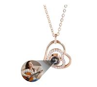 Generic Custom Photo Projection Necklace, Personalized Photo Pendant for Women, Memorial Gift for Couples, Adults in Relationships, Copper Metal, Necklace