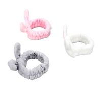 Generic Cute Bunny Ear Makeup Headbands Soft Plush for Yoga Bathing and Daily Use 3 Piece Set (3pcs)
