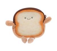Generic Cute Cartoon Toast Shape Coin Purse with Zipper Mini Cable Storage Bag Hanging Keychain Fun Wallet for Women Novelty Small Coin Pouch