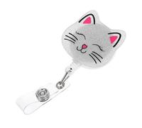 Generic Cute Cat Retractable Badge Reel with Alligator Clip, Nurse and Doctor Id Holder for Medical Staff and Teachers, Glitter Nursing Name Badge Reel for Hospital and School Use