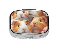 Generic Cute Guinea Pig Print Square Pill Box-2 Compartment for Purse & Pocket Mini Metal Pill Holder Travel Pill Container