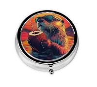 Generic Cute Otter Print Round Pill Box-3 Compartment Small Pill Case for Purse & Pocket Mini Metal Pill Holder Travel Pill Container