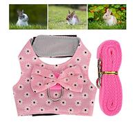 Generic Cute Rabbit Dog Vest Harness with Leash Soft Breathable Fabric for Small Pets Easy to Use Chest Strap Set for Outdoor Walks (S)