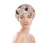 Generic Cute Red Panda Print Shower Cap, Waterproof Reusable Bath Caps For Women Hair, Double Layers Elastic Shower Hat Hair Protection