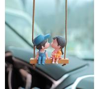 Generic Cute Swinging Couple Car Hanging Ornament, Cartoon Boy and Girl Lovers Rear View Mirrior Hanging Accessories, Car Interior Decorations Charm Pendant for Men Women Teens Gift (Sitting Couples)