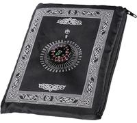 Generic CYBERPLANET Pocket Travel Prayer Mat Foldable Portable Waterproof Prayer Mat with Compass Pocket Ja Namaz Kabba Muslim (Black)