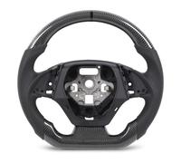 Generic D Shape Steering Wheel Carbon Fiber Steering Wheel Perforated Leather Black Stitching Flat Bottom Racing Sporty Look Car, Generic360kybxpai