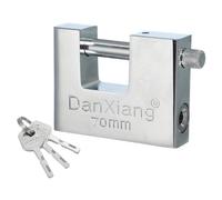 Generic D-Shaped Padlocks 70mm(2-3/4"), Stainless Steel High Security Padlock with Keys Heavy Lock Keyed Different for Containers Warehouse Garage Door Shed Shutter Gate