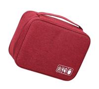 Generic Data Cable Storage Bag Oxford Cloth Separate Storage Digital Gadgets Bag Durable Portable for Home (Wine Red)
