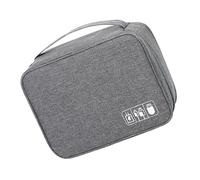 Generic Data Cable Storage Bag Oxford Cloth Separate Storage Digital Gadgets Bag Durable Portable for Home (Gray)