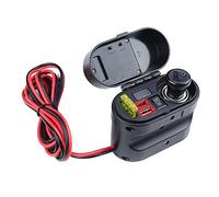 Generic DC 12V 24V Motorcycle USB, 3A Dual Ports Cigarette Lighter Socket with Voltmeter Clock Time Display, for Car Truck Boat Vehicle Phone Charging (black)