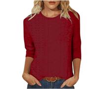 generic Deal of The Day Womens Casual Top Dressy UK Trendy Ladies Summer Blouses Casual Crewneck 3/4 Sleeve Shirts Workout Vacation Tunic Blouse to Wear with Leggings Solid Tshirts