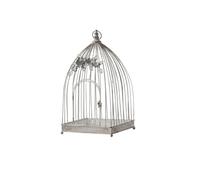 Generic Decorative Bird Cage Rustic Vintage Decoration With Distressed Iron Wire Square Footing Lattice Detailing Loop Finial Crown Design Arched Door Feature, A1566-70cm Height, 35cm Diameter