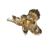 Generic Decorative Candle Stand Candle Holder Candlestick Centerpiece Ornament With Sculptural Flower Design And Stable Taper Support in Aluminum suitable for, Gold, 19 15 7.5cm