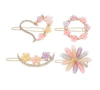 Generic Decorative Flower Hair Clips Crystal Metal Hair Barrettes for Women 4pcs with Rhinestone, Resin and Zinc Alloy Material, Suitable for Daily Use and Hairstyles