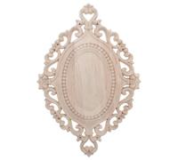 Generic Decorative Onlay European Classic Style for Home Decoration and DIY Projects Oval Wooden Woodcarving Decal with Intricate Details in Khaki Colour, Easy to Install
