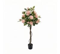 Generic Decorative Rose Tree Faux Topiary Artificial Rose Plant Potted Tree With Curved Trunk And Full Canopy PE Material Low Maintenance Suitable for, Array, Pink, 120cm With Pot
