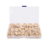 Generic Decorative Wooden Buttons 140pcs Handmade 3 Sizes Letters Pattern Sewing Buttons, Wood Craft Bulk for Baby Sweaters, Painting, Crochet, Wedding Decorations, Cute for Sewing