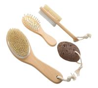 Generic Deep Cleansing Dead Skin Removal Set with Dual-Ended Shower Brush and Pumice Stone Foot Scrubber, 4pcs Bathing Body Exfoliator for Dry Brushing and Skin Renewal