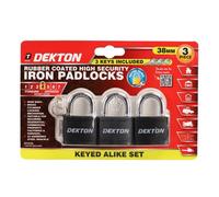 Generic Dekton 38mmx3Pc Iron Padlock, Dt70103