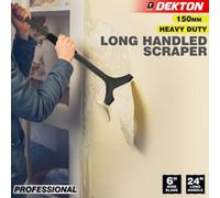 Dekton 6" Heavy Duty Long-Handled Scraper -600mm Soft-Grip Carbon Steel Handle, Aluminium Head, Ideal for Removing Paint, Varnish, Wallpaper & General Surface Prep