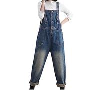 Generic Denim Dungarees for Women Loose Straps Long Overalls Ladies Casual Baggy Sleeveless Suspender Rompers Jeans Pants Trousers Womens Vintage One Piece Jumpsuit Dungaree