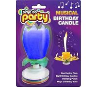Generic Desert Dress Musical Lotus Flower Candles - Birthday Cake Happy Birthday Surprise Gift Light Spinning Musical Candles X 1 (Blue)