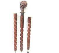 Generic Designer Antique Solid Skull Handle With Brown Twist Wooden Walking Stick