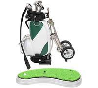 Generic Desktop Pen Set Ballpoint Pens Mini Bag Zinc Alloy Pen Bag Base for Office Desk Decor Gift for Golfer (Green White)