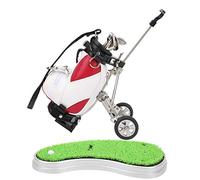 Generic Desktop Pen Set Ballpoint Pens Mini Bag Zinc Alloy Pen Bag Base for Office Desk Decor Gift for Golfer (Red White)