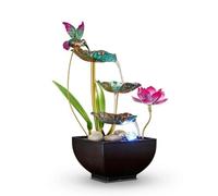 Generic Desktop Tabletop Water Feature Indoor Waterfall Humidifier Ornament Metal Basin Sculpture With Flower Tier Bowls And Quiet Circulating Stream Suitable, Fairy Iron Art Style A