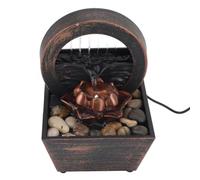 Generic Desktop, USB Tabletop Water Fountain with LED Lights, Golden Flower Decoration Stone Ornaments for Living Room, Office, Circulating Water Design