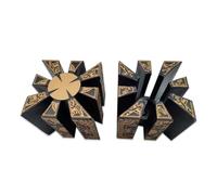 Generic Detachable Puzzle Box with Vintage Gothic Design for Brain Teasers and Decor, Black Gold Color, Compact Size 2.68in (6.8 * 6.8*.8cm)