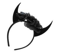 Generic Devil Horn Headband Halloween with Skull Lightweight Plush and Resin Material DIY Hair Decoration for Halloween Party Scenes Decoration